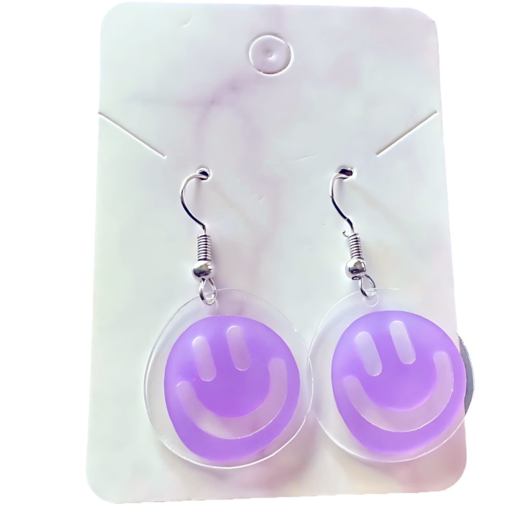 Purple Smiley Face Earrings